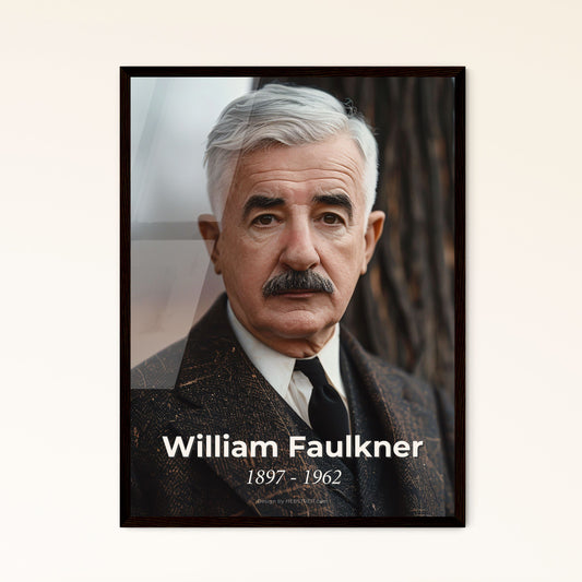 William Faulkner: Timeless Literary Icon - Ultrarealistic Portrait Print for Home Decor - Framed or Aluminum Options Available