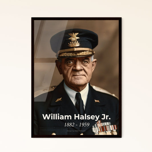 William Halsey Jr. - Iconic American Fleet Admiral Portrait, Cinematic Sepia Art Print for Elegant Home Decor & Gifting