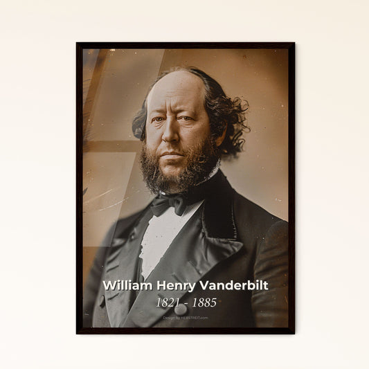 William Henry Vanderbilt: Visionary Railroad Magnate - Timeless Ultrarealistic Portrait in Monochrome, Perfect for Home Decor