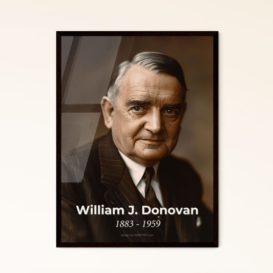 William J. Donovan: Father of American Intelligence - Ultra-Realistic Monochrome Portrait, Perfect for Home Decor and Gifts