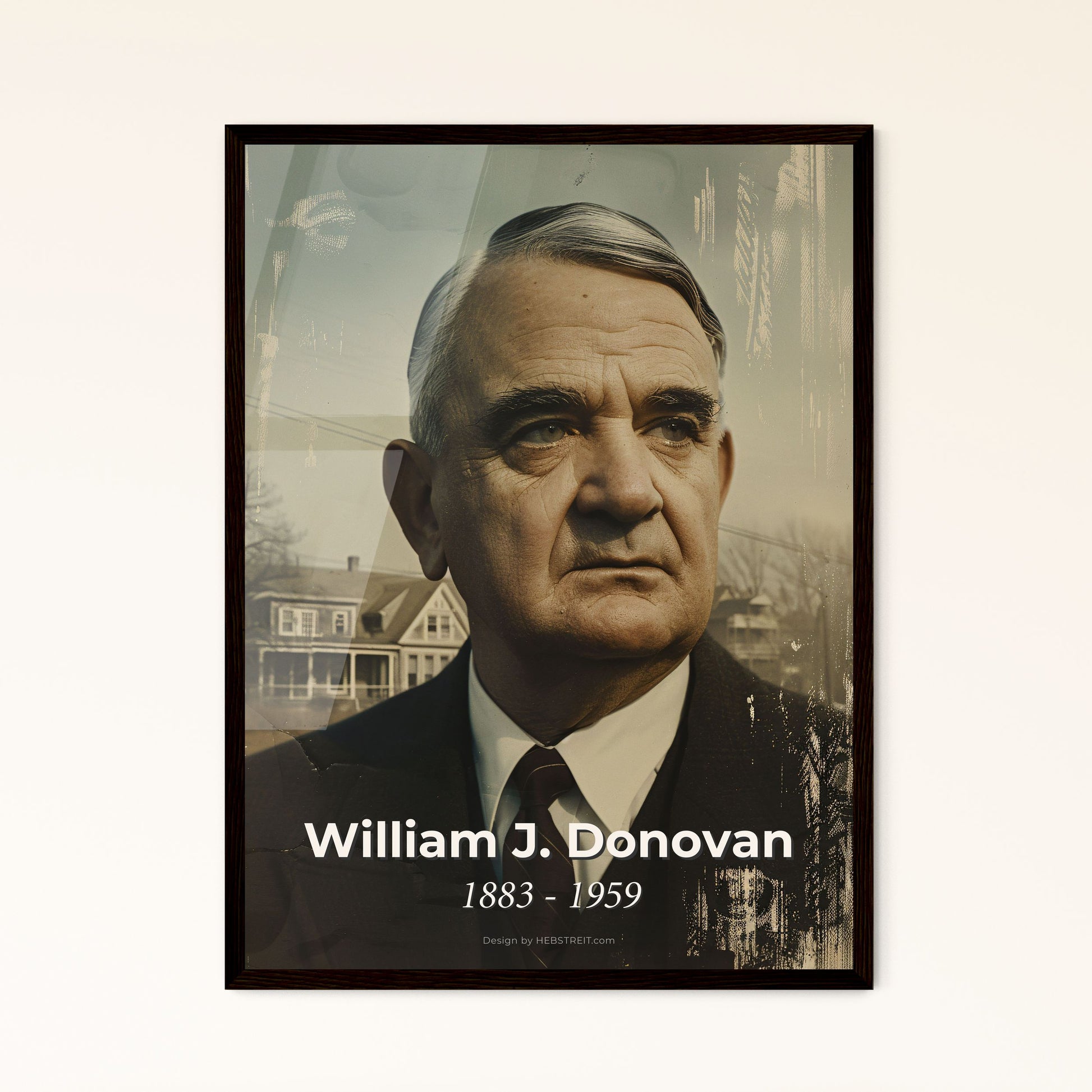 William J. Donovan: Father of American Intelligence - Iconic Portrait in Monochrome, Artistic Print for Bespoke Home Decor