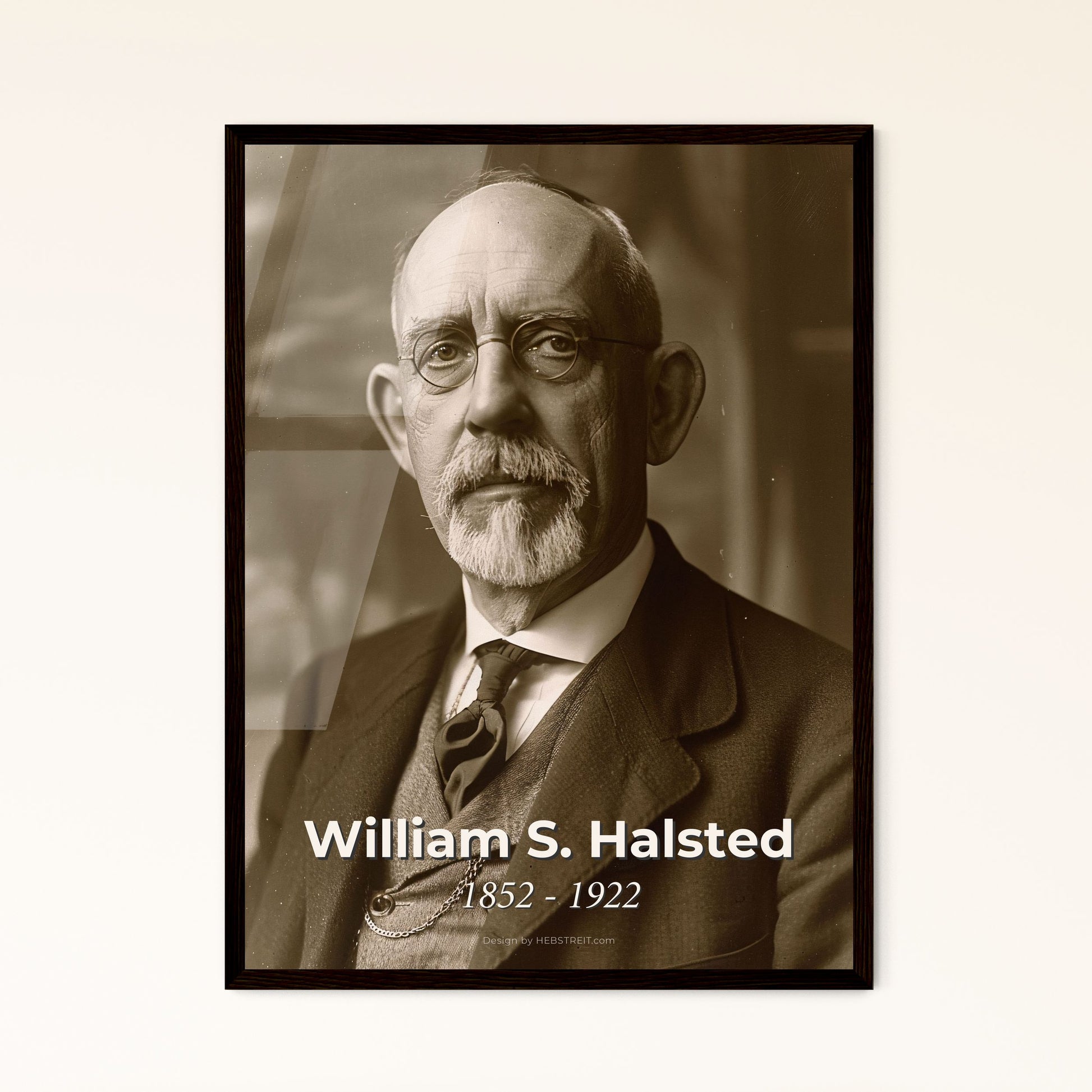 William S. Halsted: Pioneer of Surgery - Captivating Ultrarealistic Portrait on Rustic Background for Elegant Home Décor