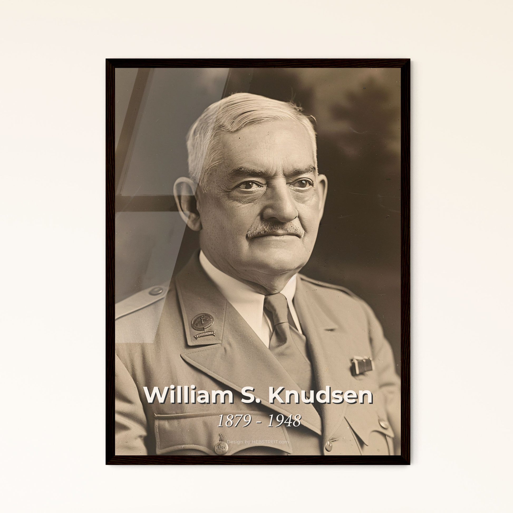 William S. Knudsen: Visionary Automotive Leader - WWII Production Pioneer - Timeless Portrait on Rustic Elegance - Art Print & Framing Options