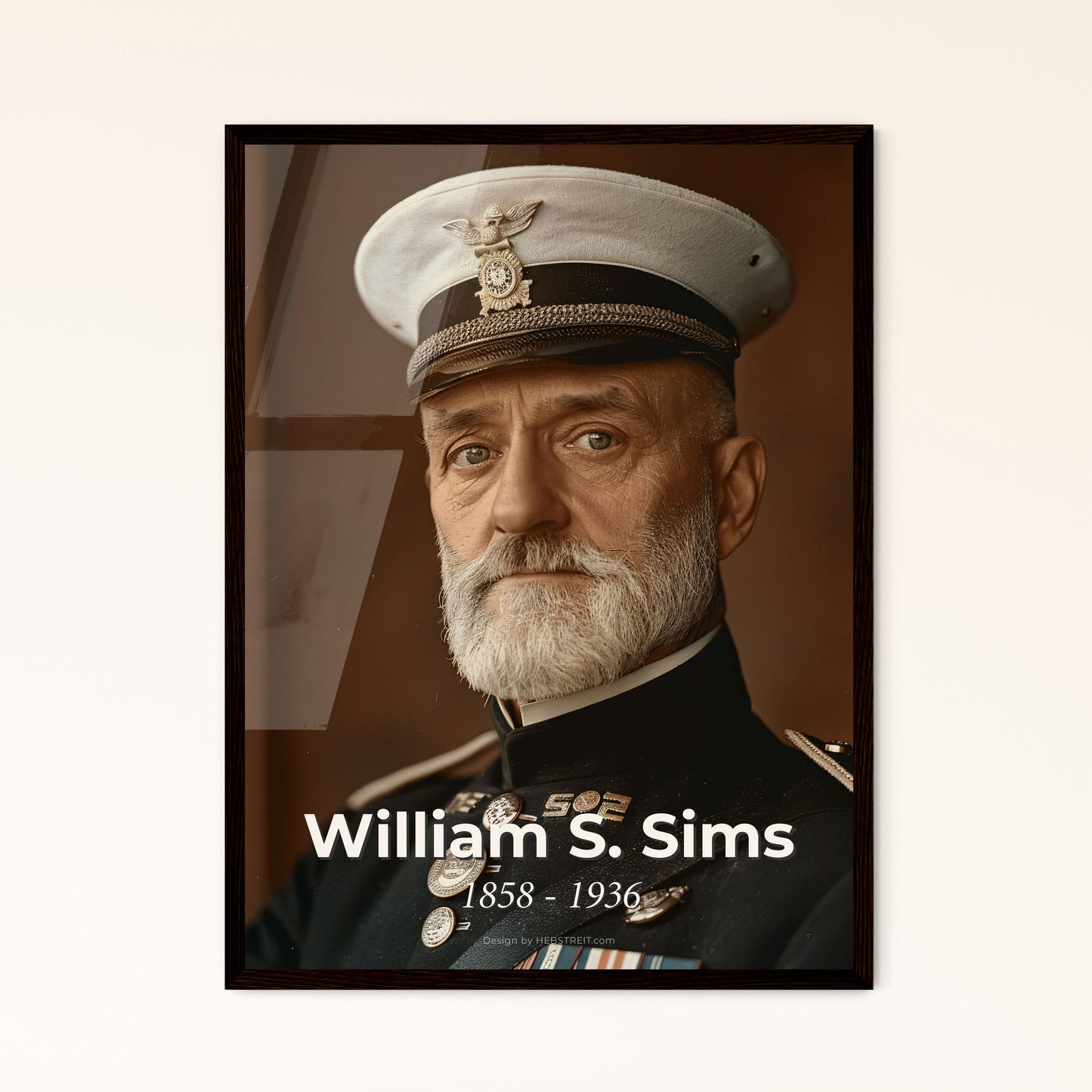 William S. Sims: Pioneering U.S. Navy Admiral - Captivating Portrait Print in Monochrome with Rich Historical Depth