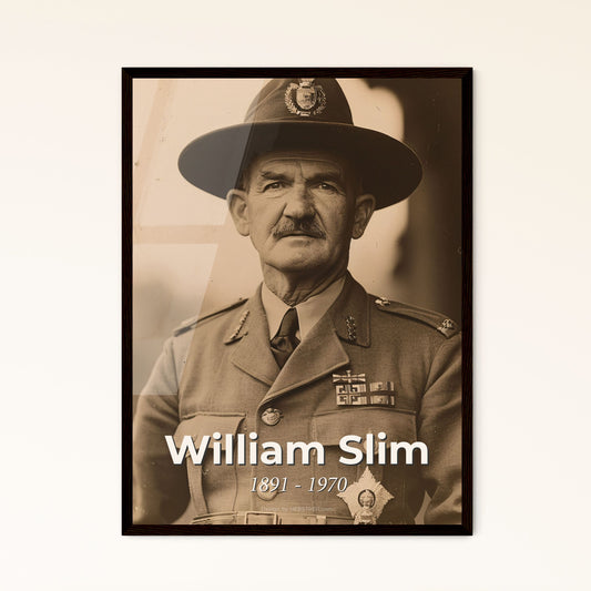 William Slim: Heroic British Field Marshal in WWII - Exquisite Portrait Art Print in Timeless Monochrome & Sepia Tones