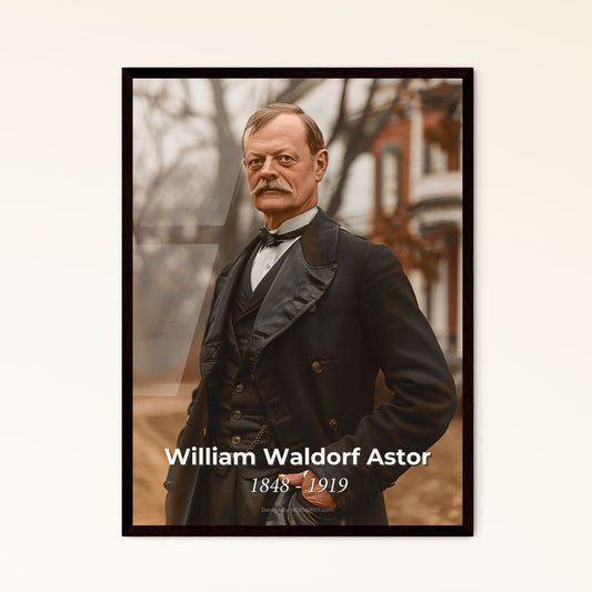 Elegant Portrait of William Waldorf Astor: Iconic Hotelier Behind NYC's Legendary Waldorf-Astoria, Artful Sepia Tribute