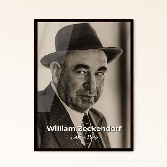 William Zeckendorf: Visionary Real Estate Pioneer of NYC - Stunning Ultrarealistic Portrait on Rustic Background - Perfect for Home Decor