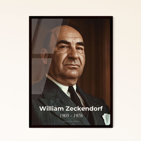 William Zeckendorf: Visionary Real Estate Innovator - Cinematic Portrait in Timeless Monochrome for Elegant Home Decor