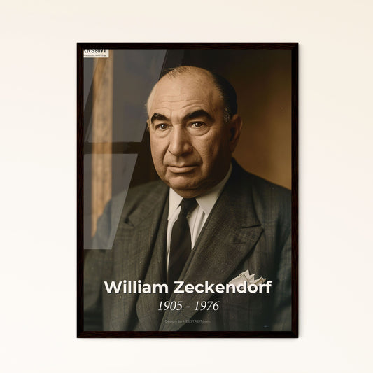 Iconic Portrait of William Zeckendorf: Visionary Real Estate Developer, New York Legend – Ultra-Realistic Art for Timeless Décor