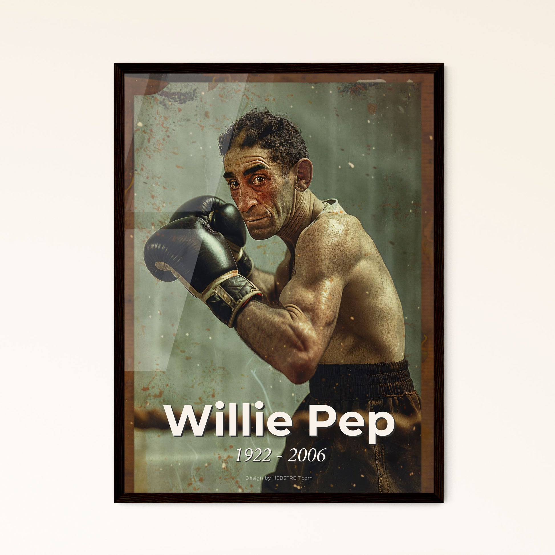 Willie Pep: Iconic Featherweight Legend - Ultra-Realistic Portrait in Monochrome, Perfect for Home Decor & Gifts