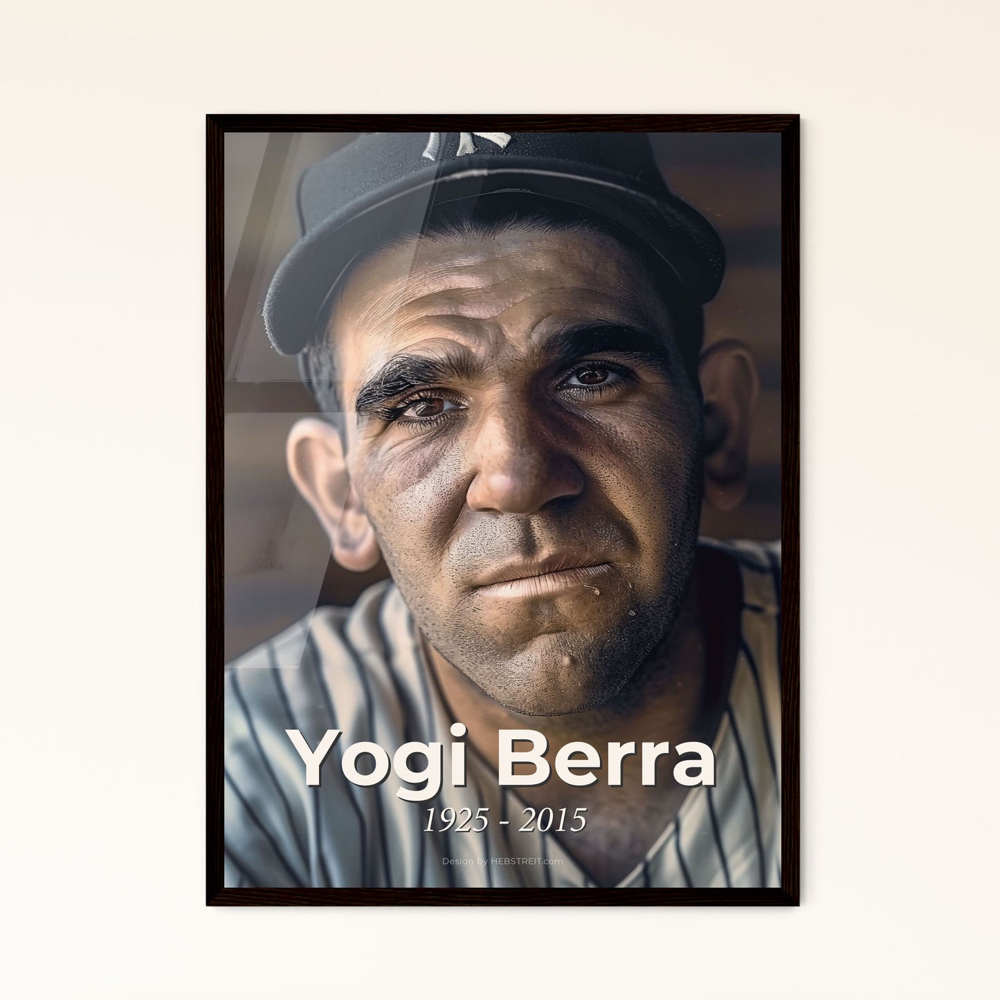 Yogi Berra: Iconic Baseball Legend & Wisdom — Stunning Monochrome Portrait with Rustic Charm for Timeless Home Décor