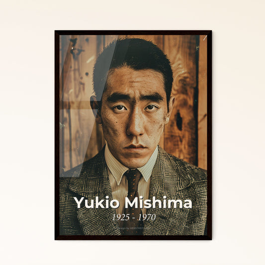 Yukio Mishima: A Captivating Portrait of the Iconic Japanese Writer in Sepia - Perfect for Home Decor and Thoughtful Gifting.