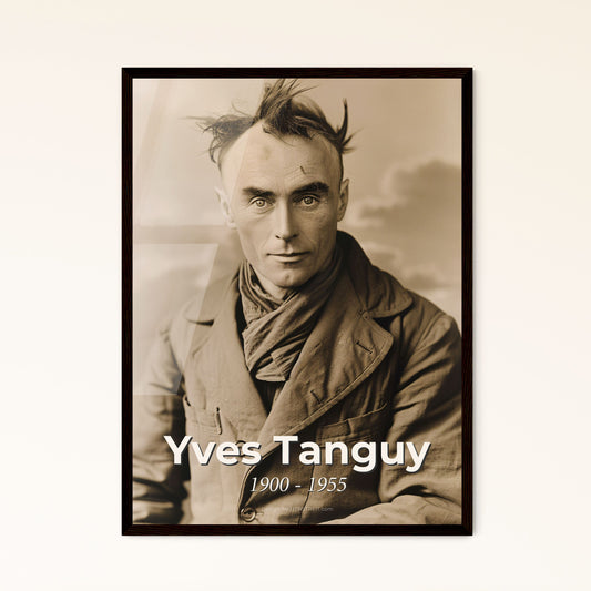 Yves Tanguy: Monochromatic Biomorphic Portrait - Surrealist Elegance in High-Quality Print, Framed or Aluminum Options