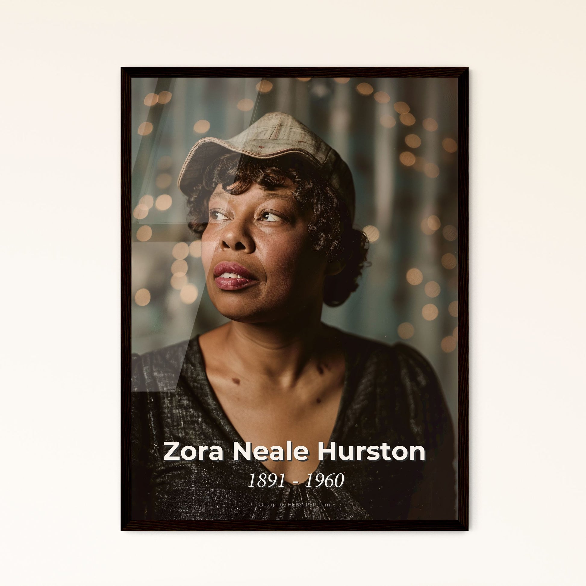 Zora Neale Hurston: Icon of the Harlem Renaissance - Exquisite Portrait Print in High-Contrast, Monochromatic Elegance.