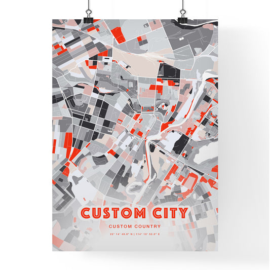 Custom MODERN GREY City Map Two-toned Creative Hometown City Poster - Design your own map poster now!