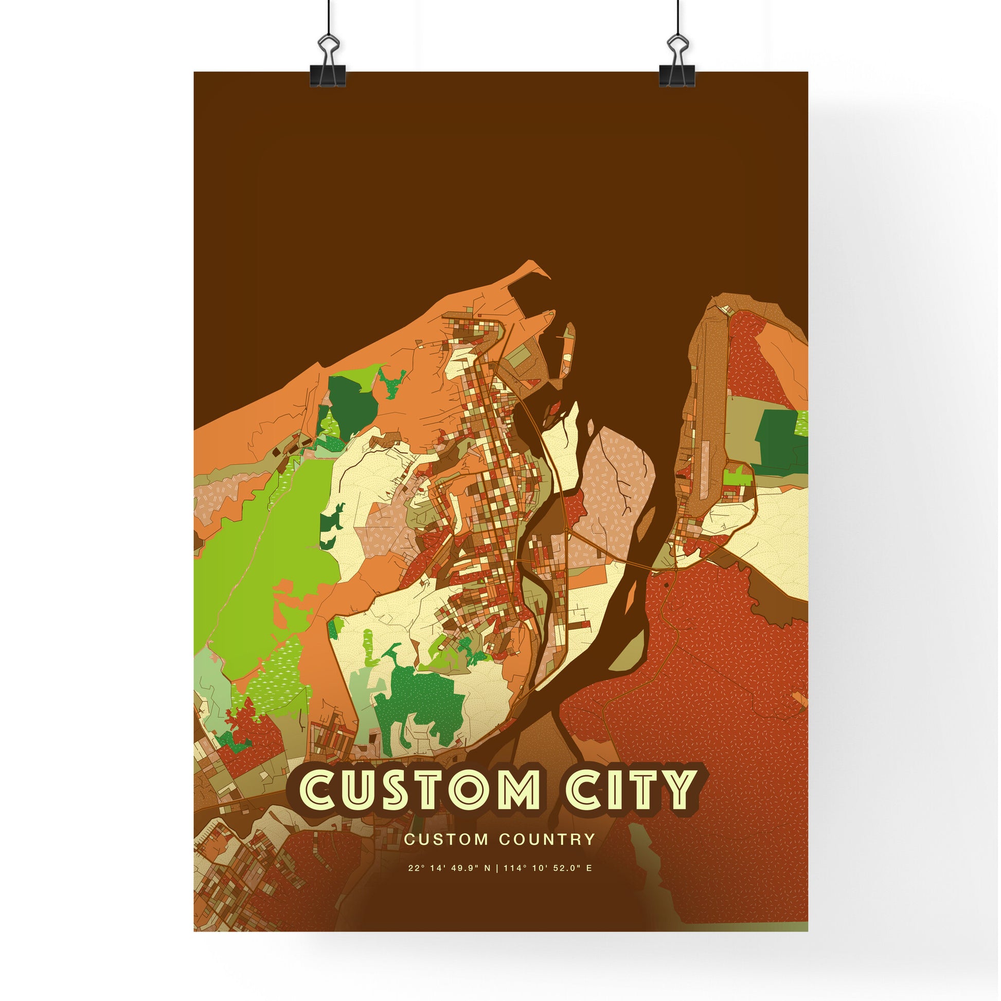 Custom FARMHOUSE City Map Two-toned Creative Hometown City Poster - Design your own map poster now!
