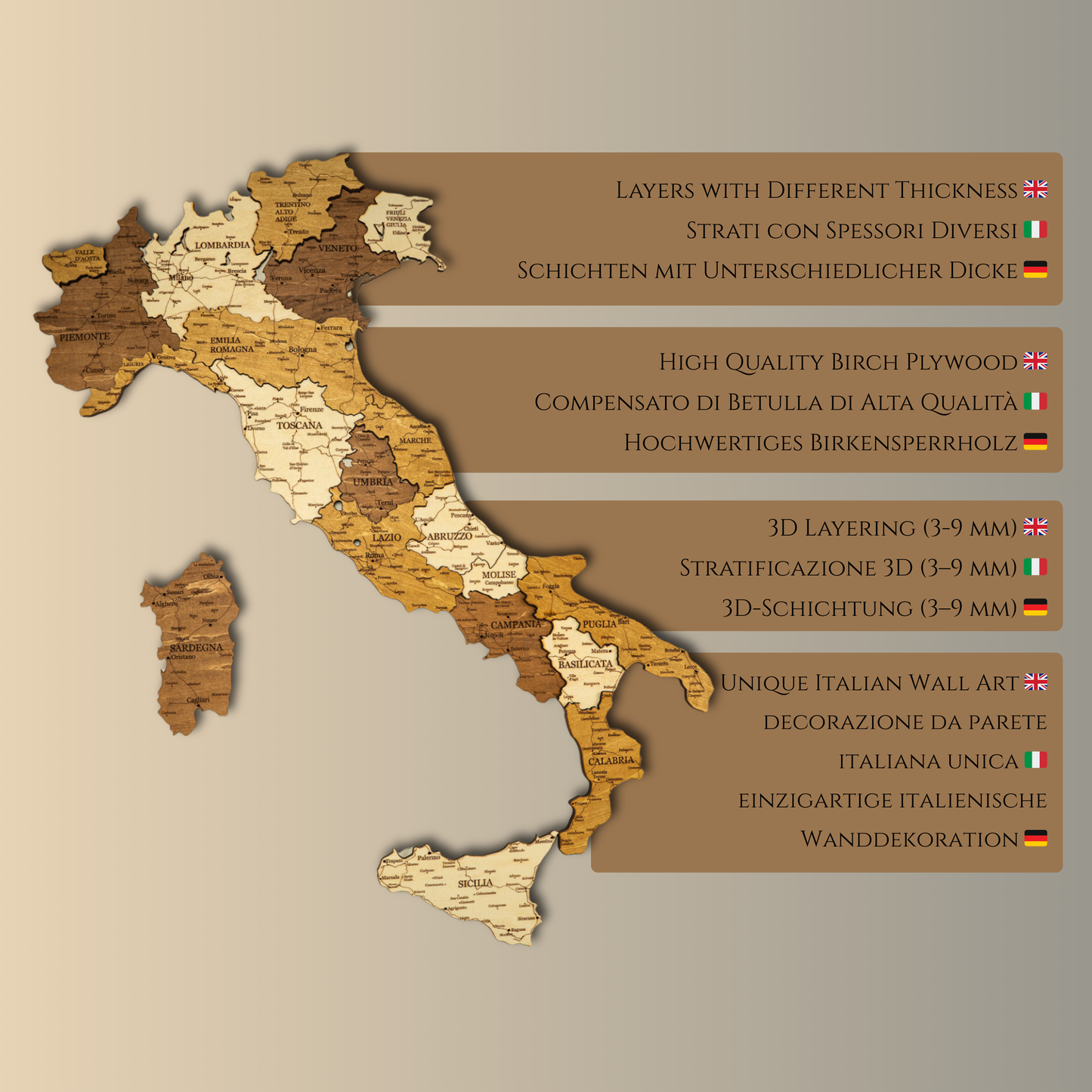 Rustic Wood Map of Italy – Artistic Wall Art for Modern Interiors