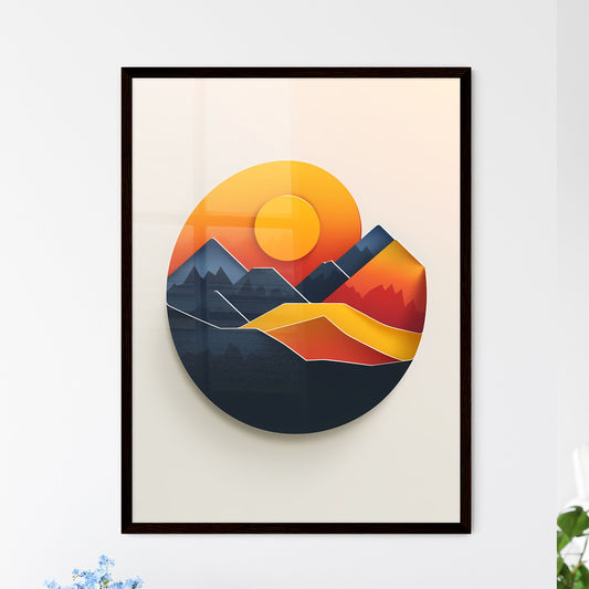 Modern mountain landscape painting with vibr - Framed Art Print