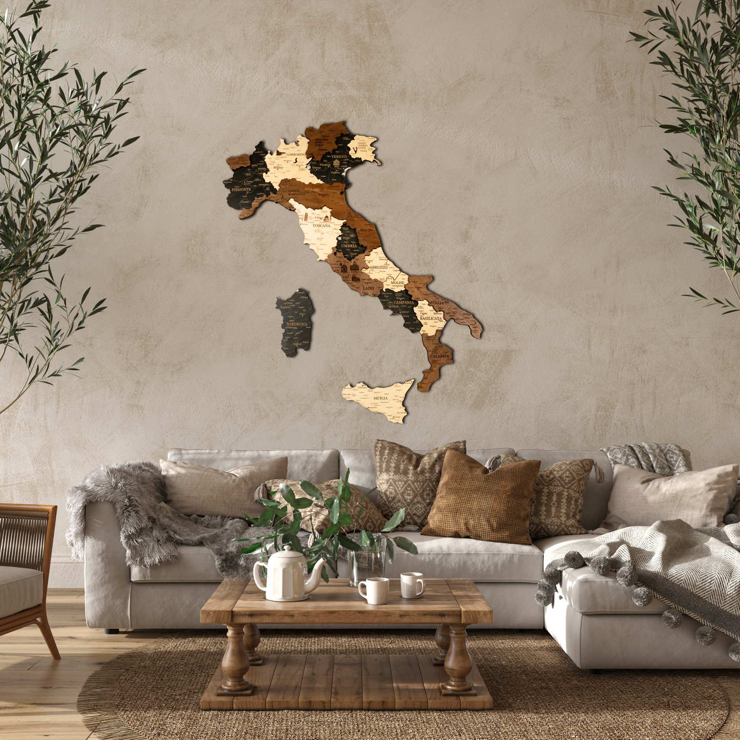 Rustic Wood Map of Italy – Artistic Wall Art for Modern Interiors