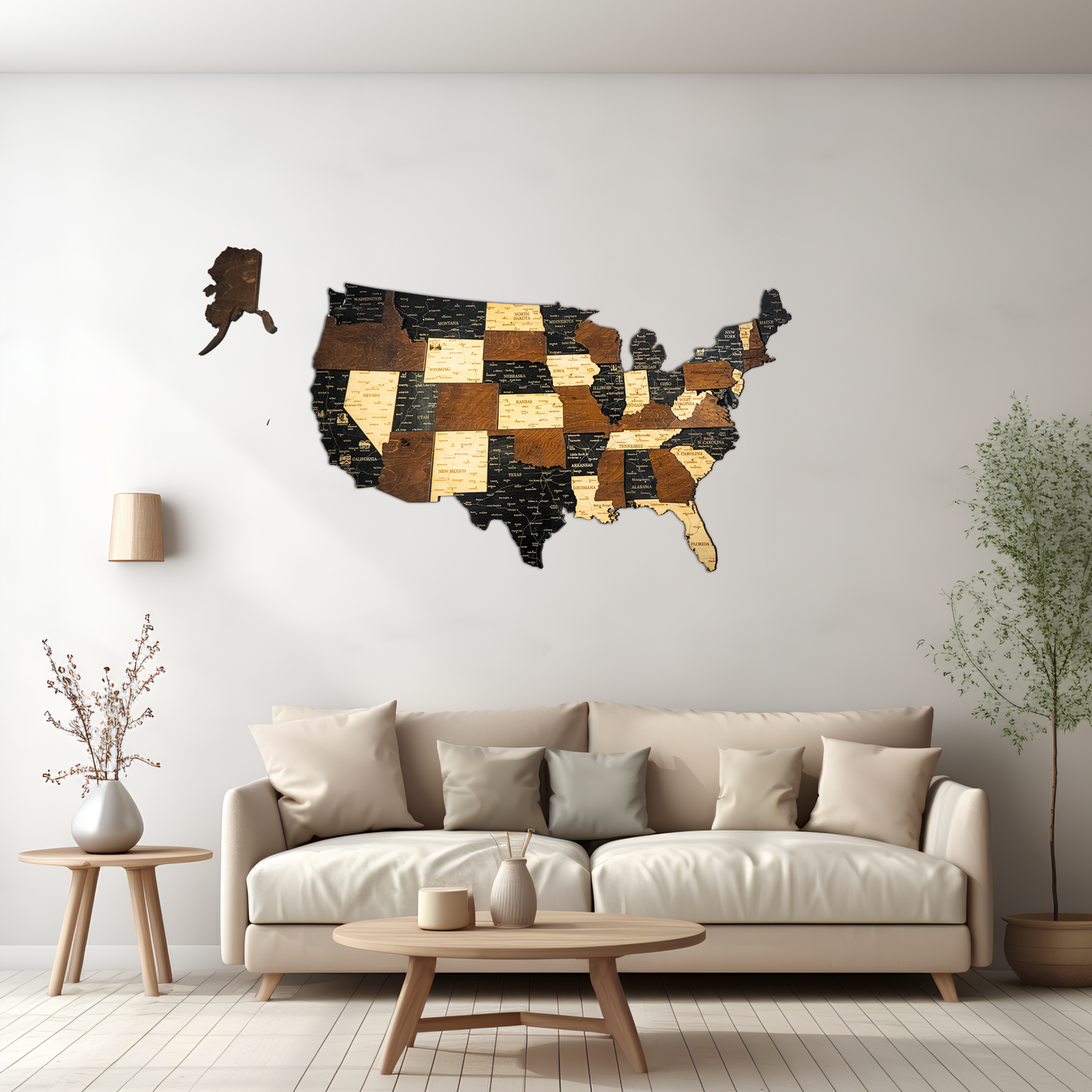 Wooden USA Map with States – Unique Wall Art for Home & Office