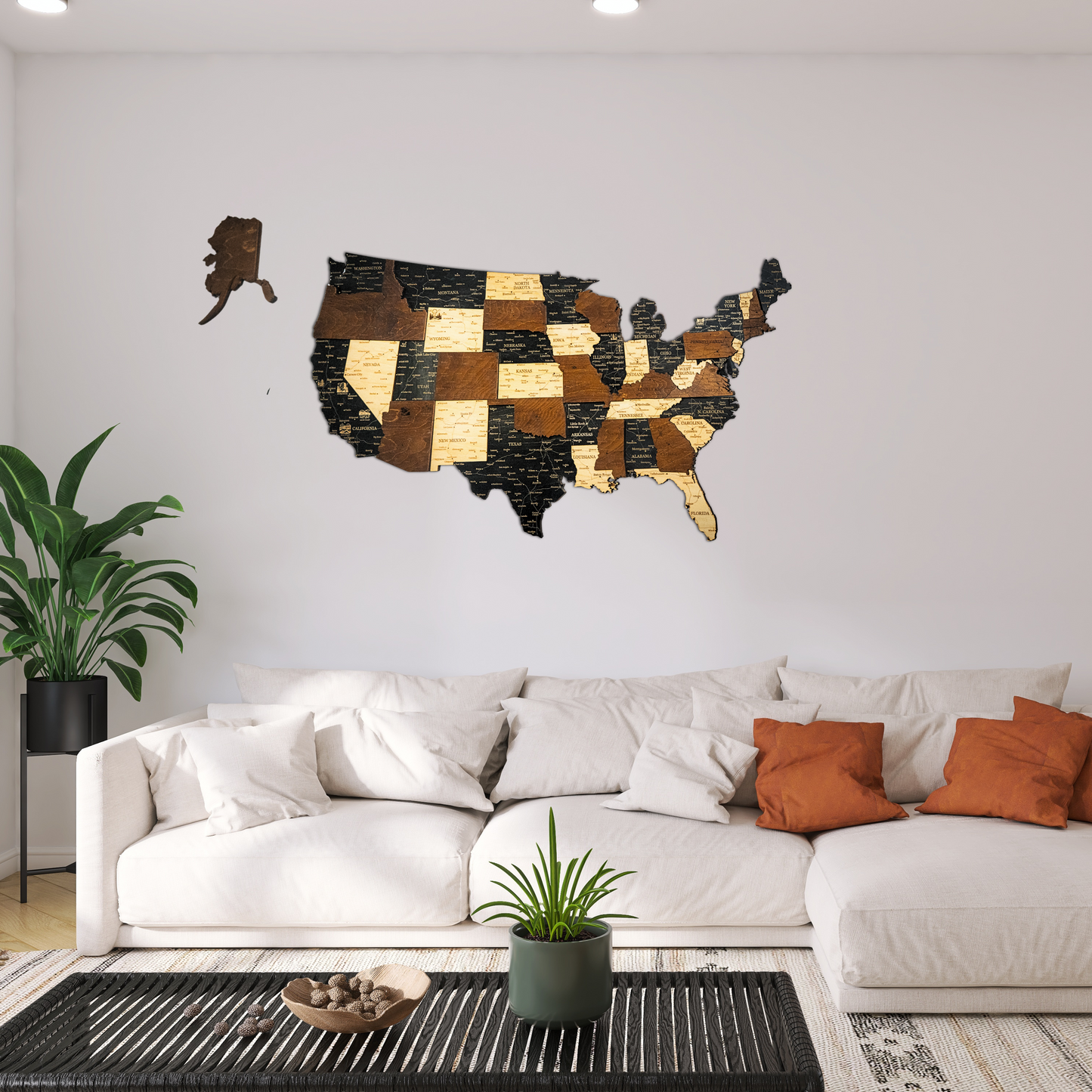 Wooden USA Map with States – Unique Wall Art for Home & Office