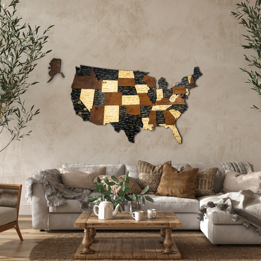 Wooden USA Map with States – Unique Wall Art for Home & Office