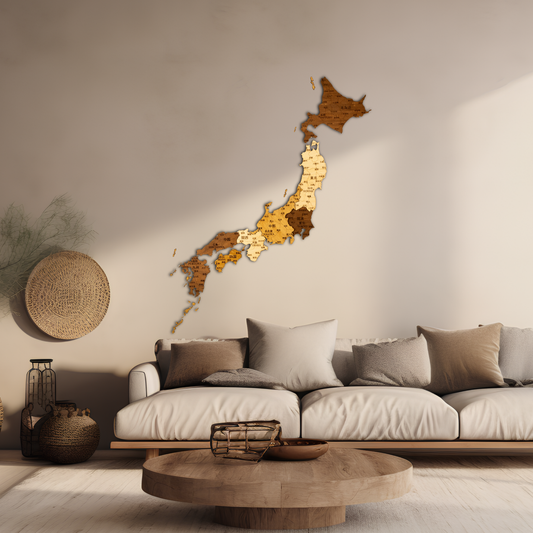 3D Japan Wooden Wall Map – Elegant Wall Art with City Names