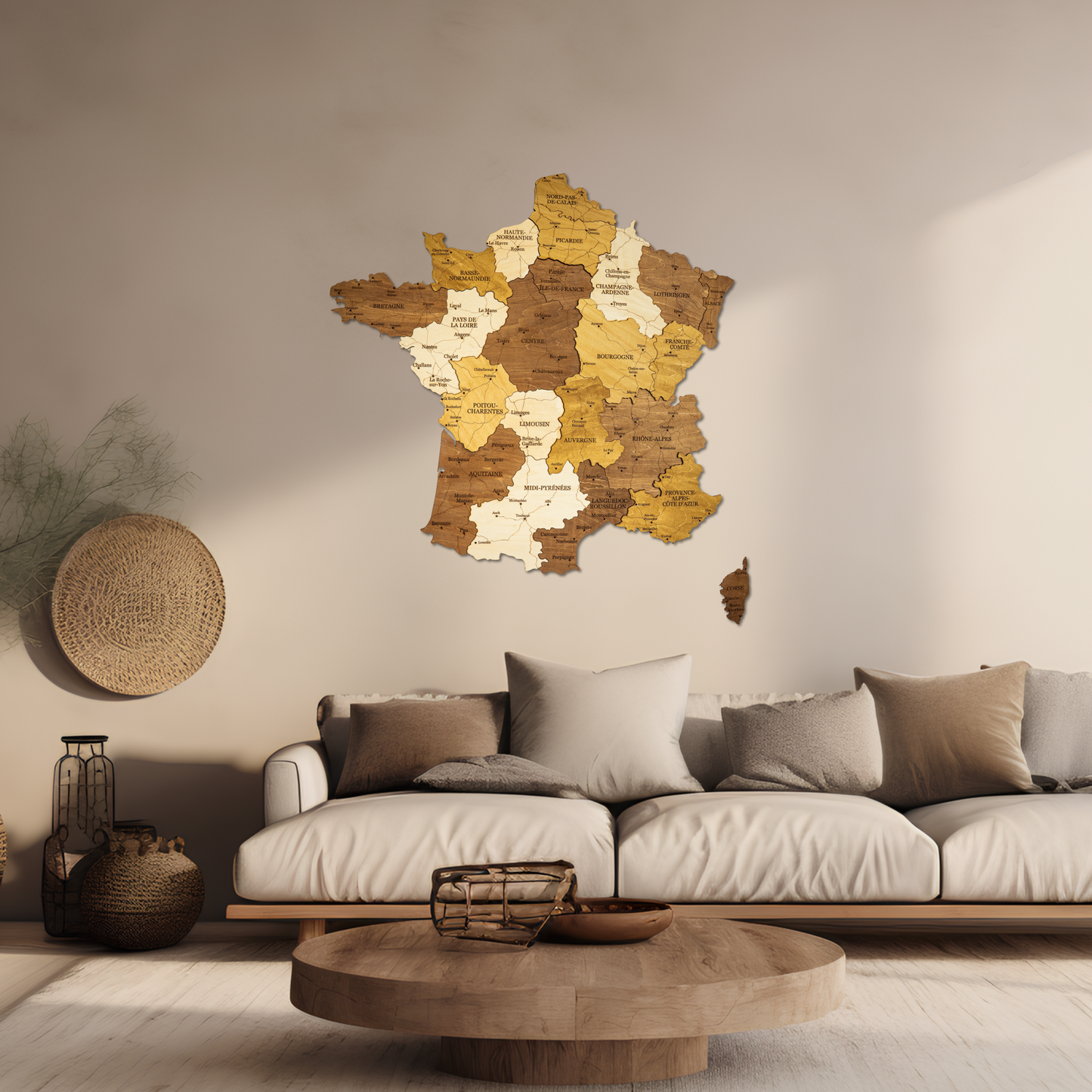 Luxury Wooden France Map – Handmade Wall Decor & Gift Idea