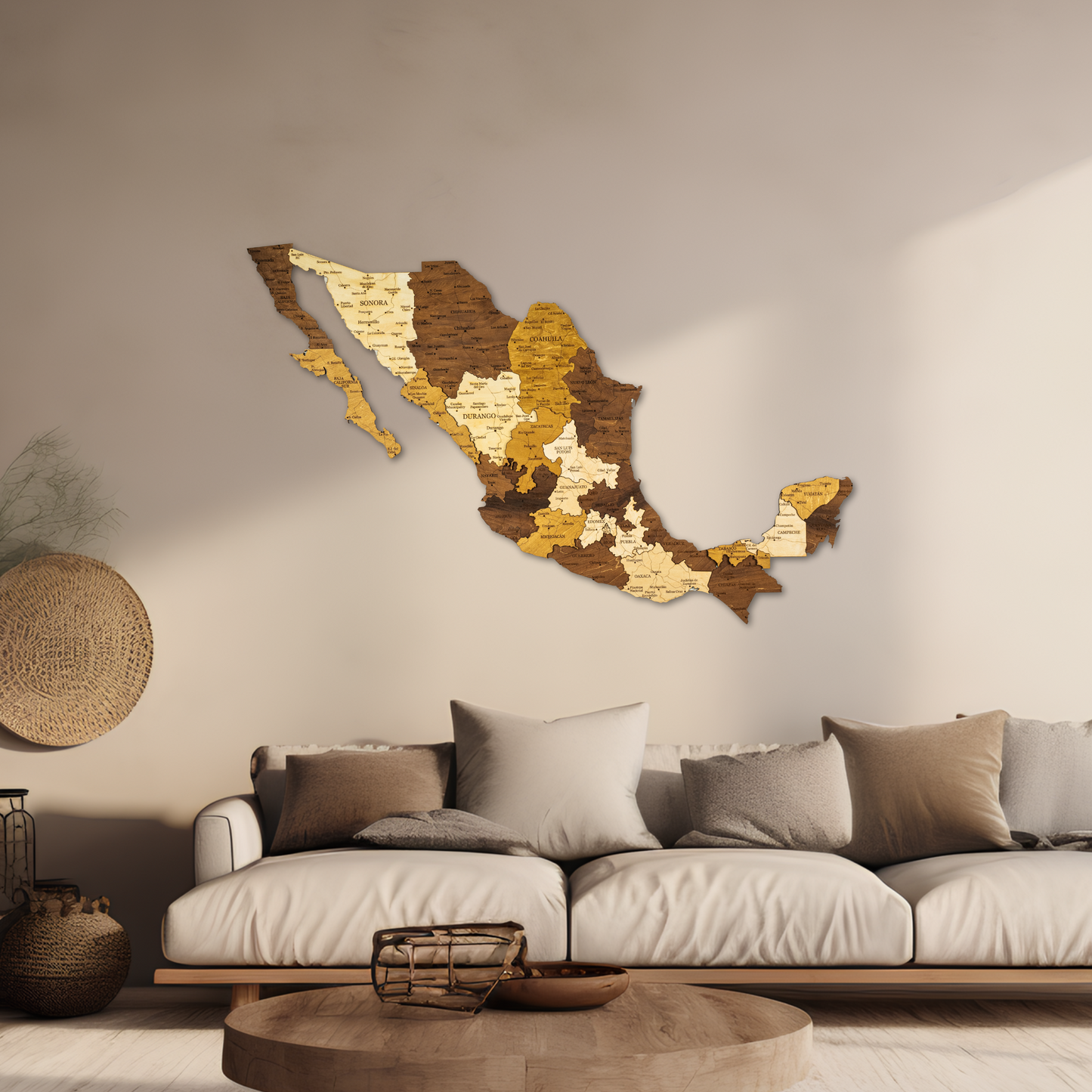 Wooden Mexico Wall Map – Stylish Handmade Decor for Home or Business