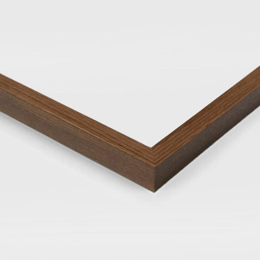 Dark Brown lighweight wooden picture frame corner on a white background