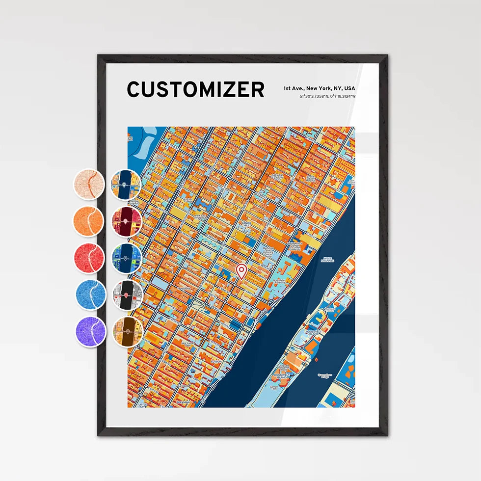 Colorful City Map – Find your hometown and create a vibrant gift