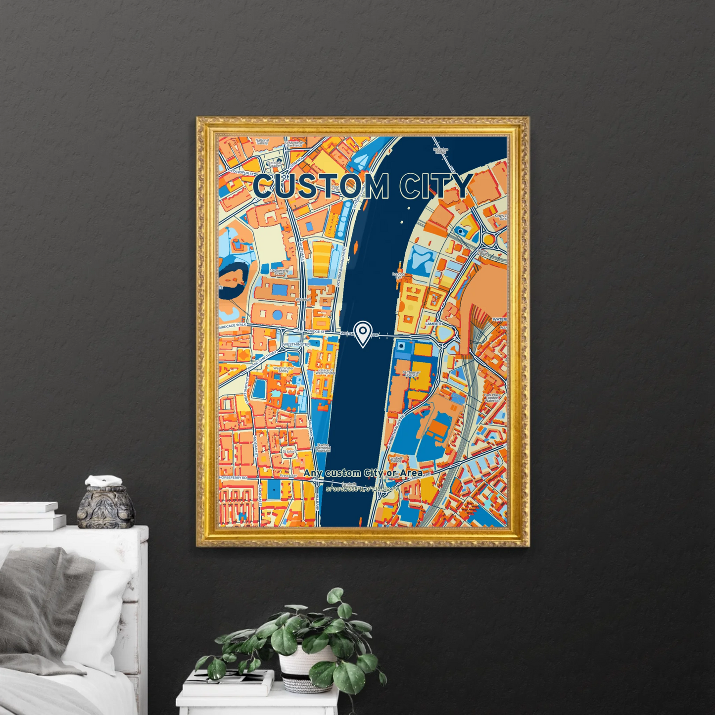 Wall Art in Retro Golden Frame