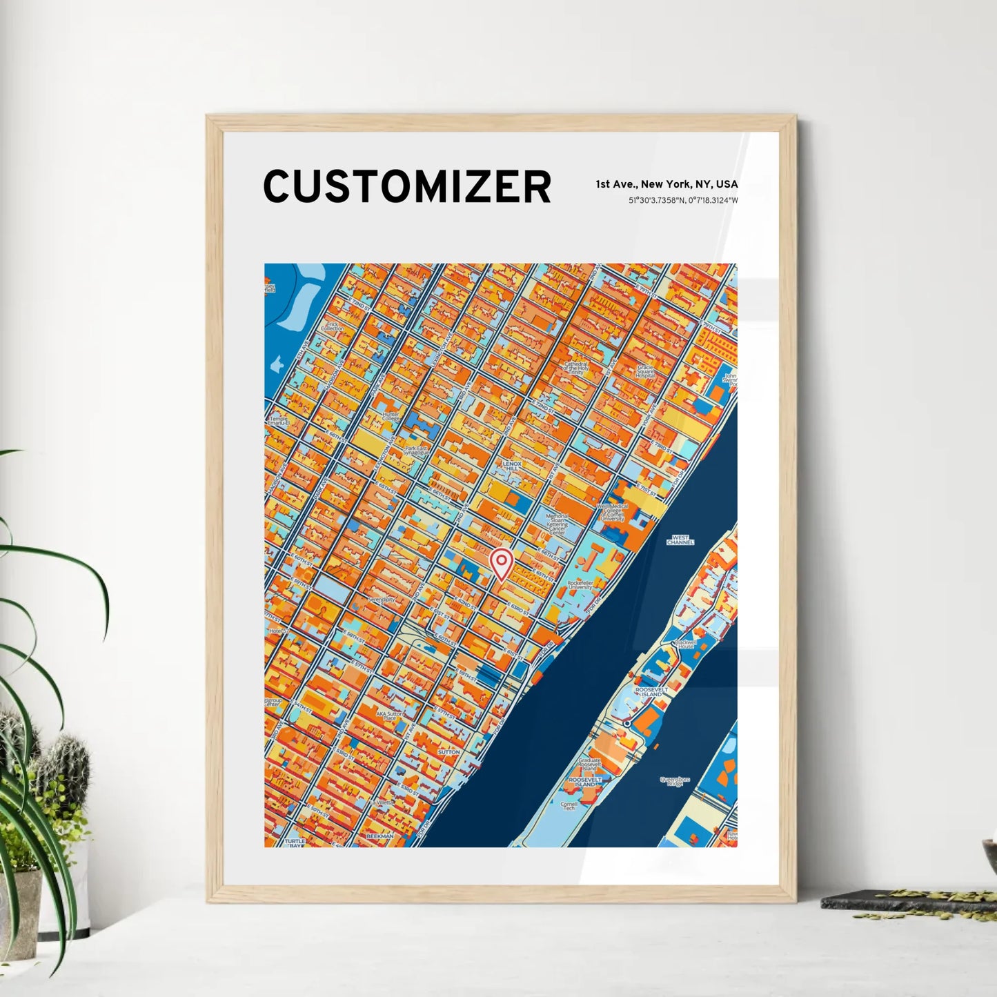 Natural Framed Colorful Art Map