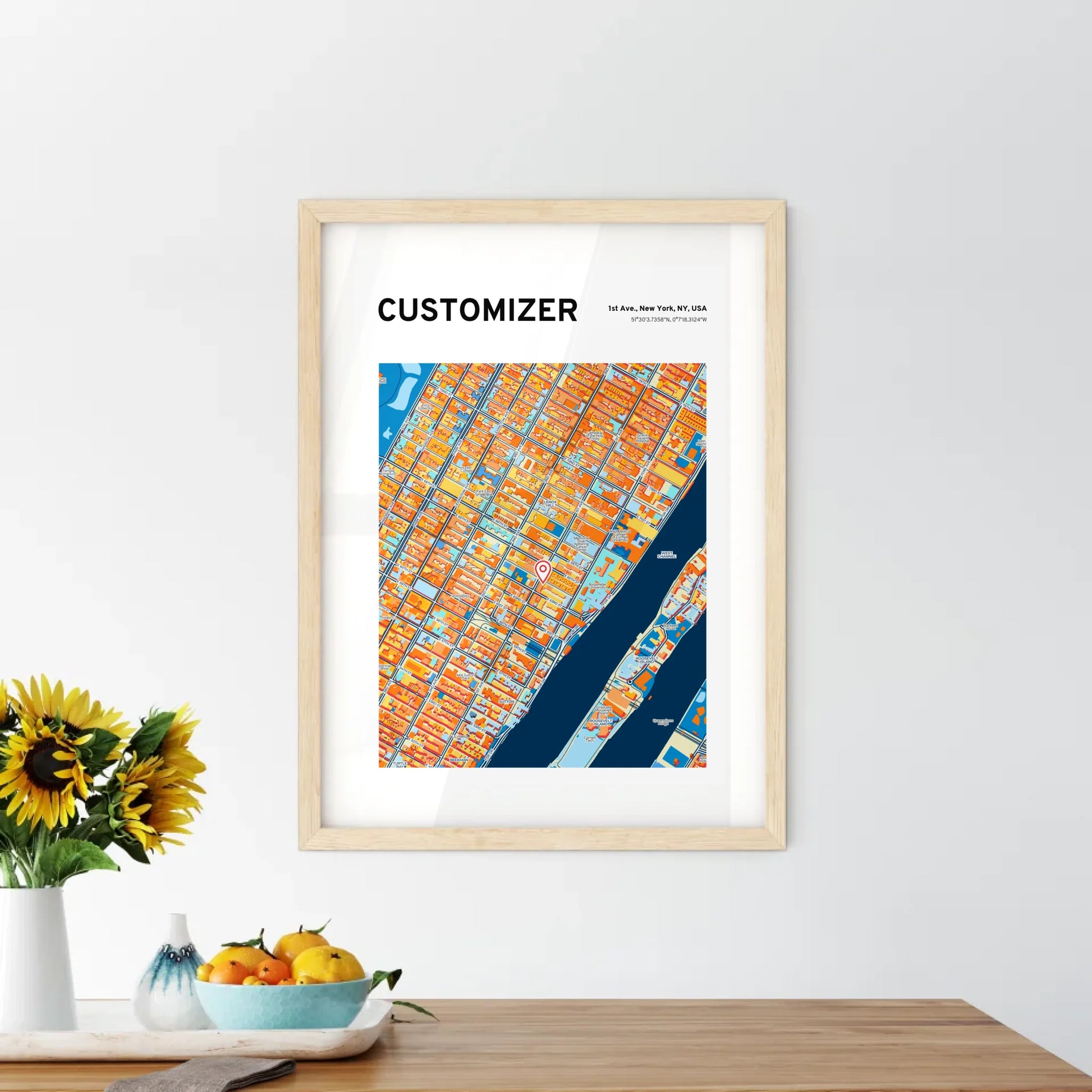 Framed Colorful Art Map