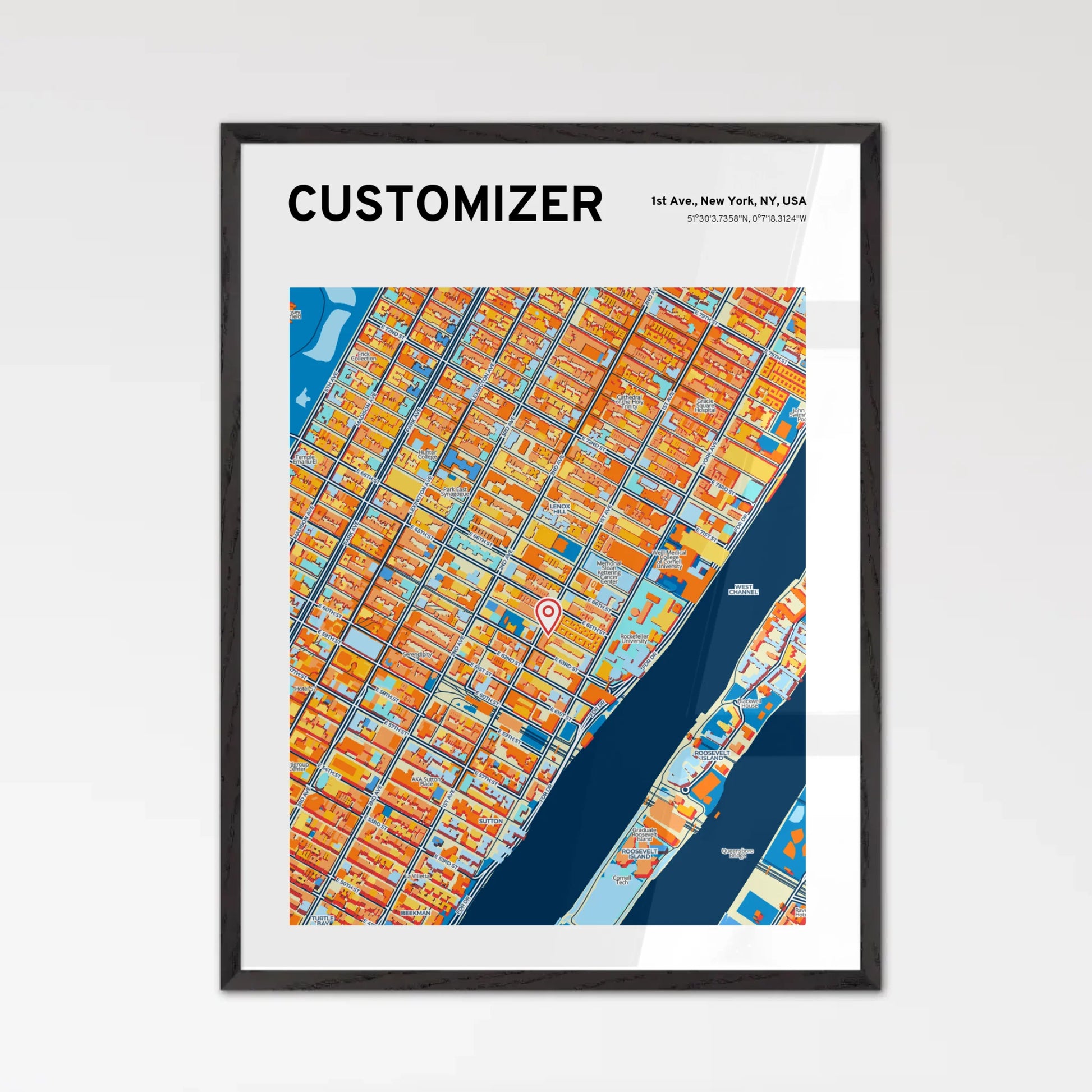 Black Framed Custom Map Print