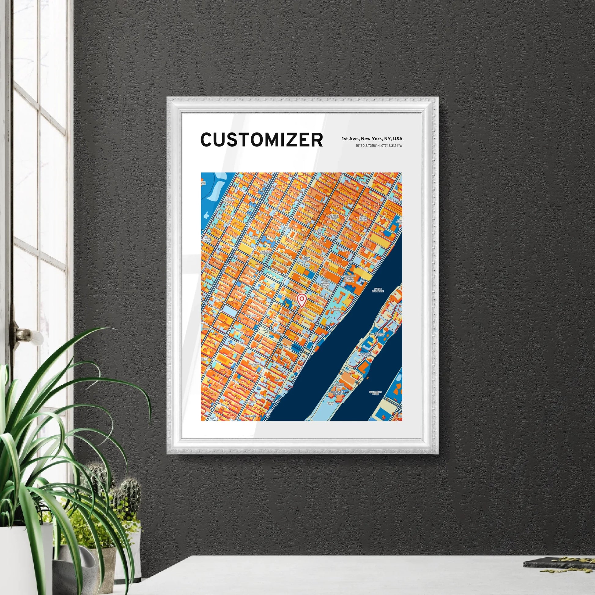 Colorful Map in Retro White Frame