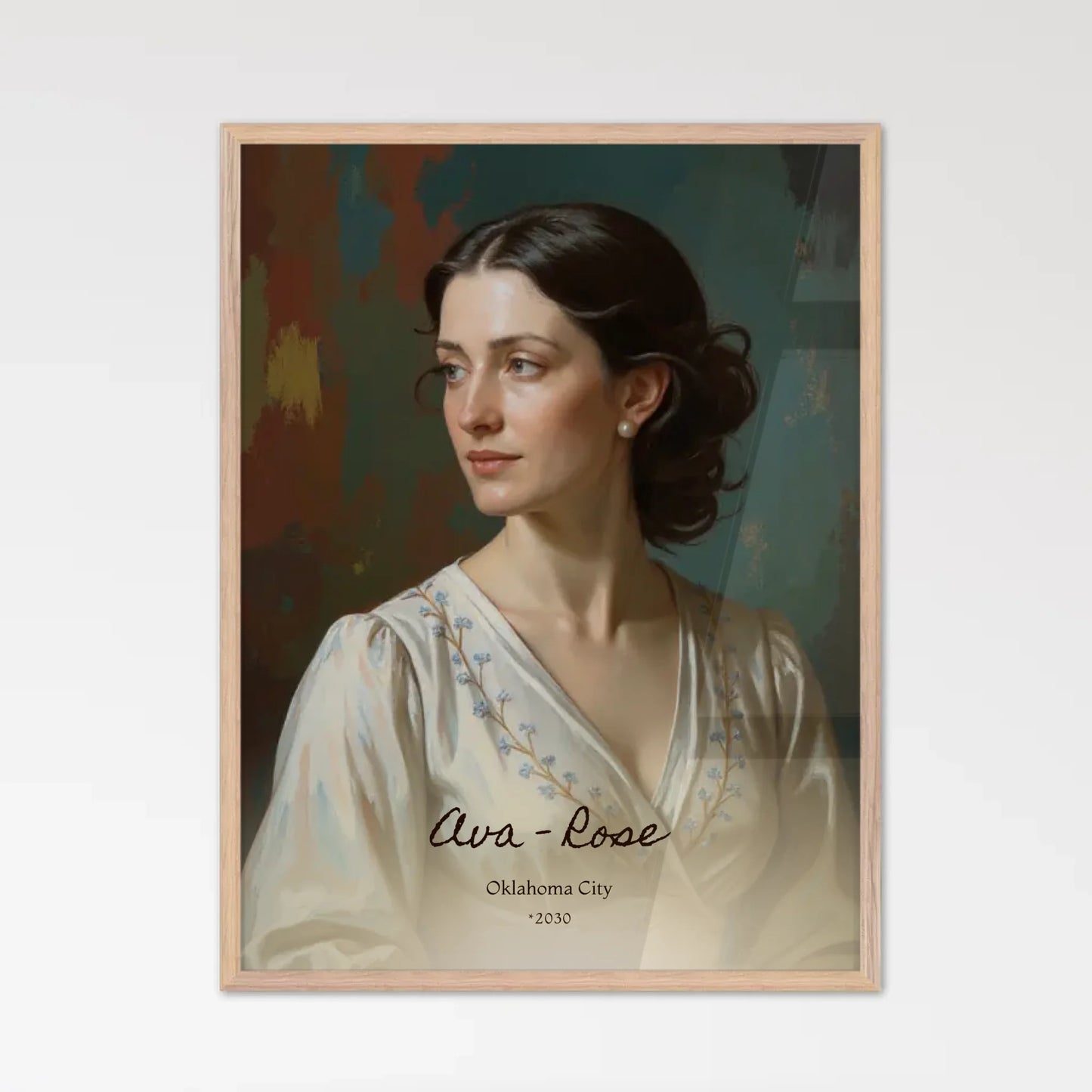 Oil Painting Portrait Natural Wooden Framed