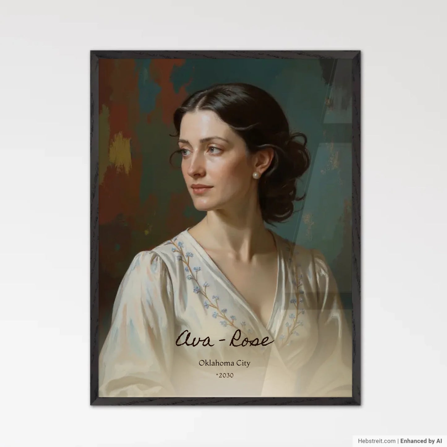 Oil Painting Portrait Black Wooden Framed