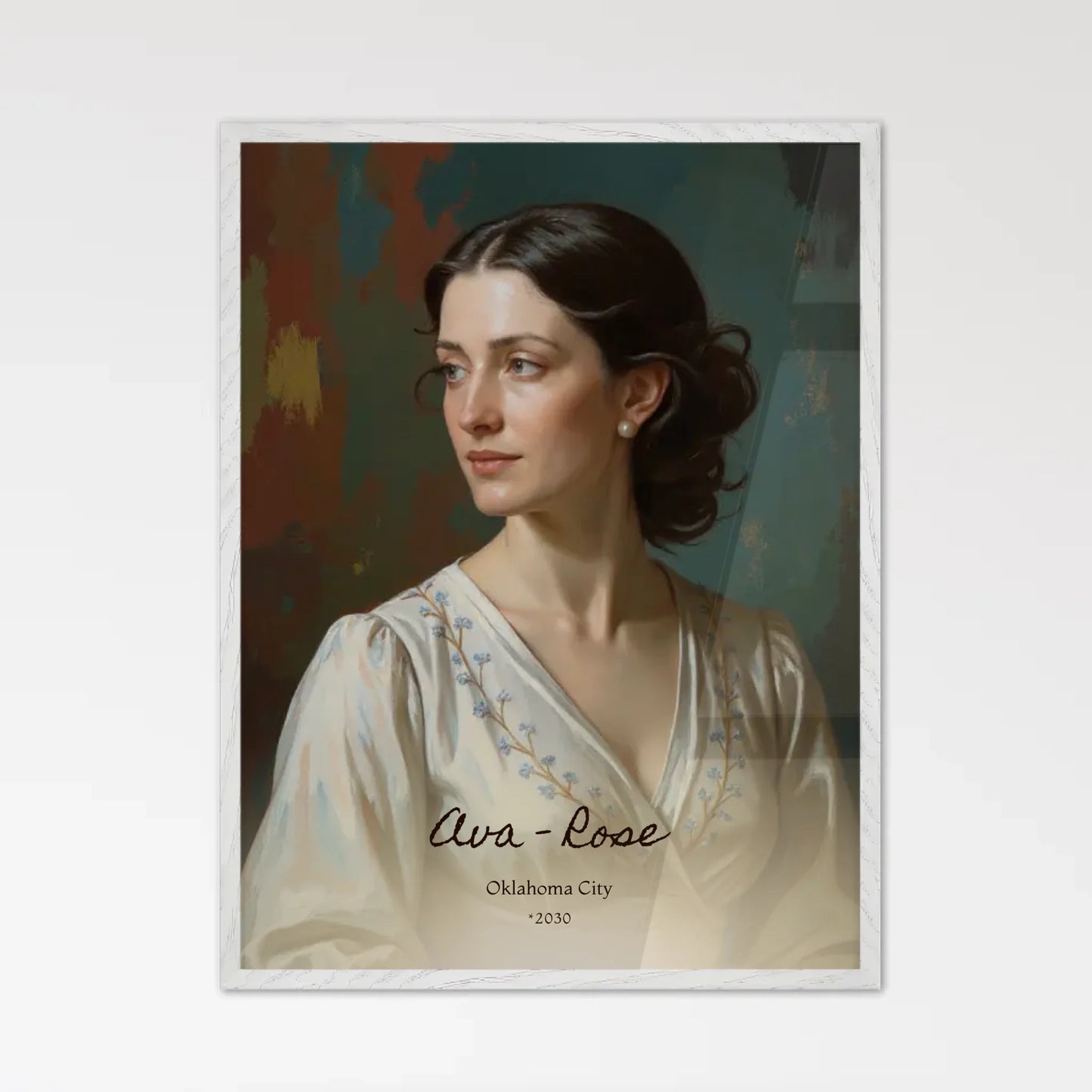 Oil Painting Portrait White Wooden Framed