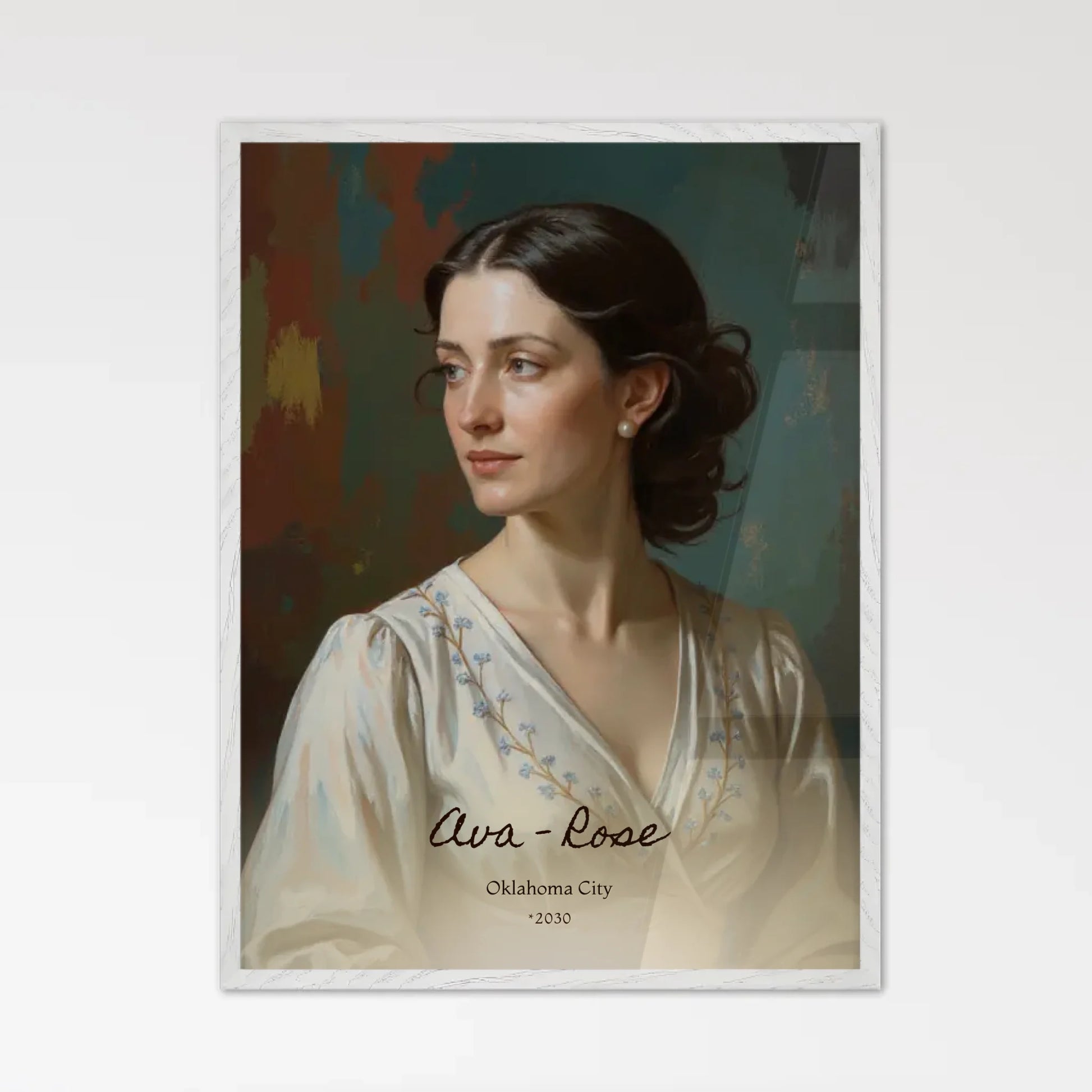 Oil Painting Portrait White Wooden Framed