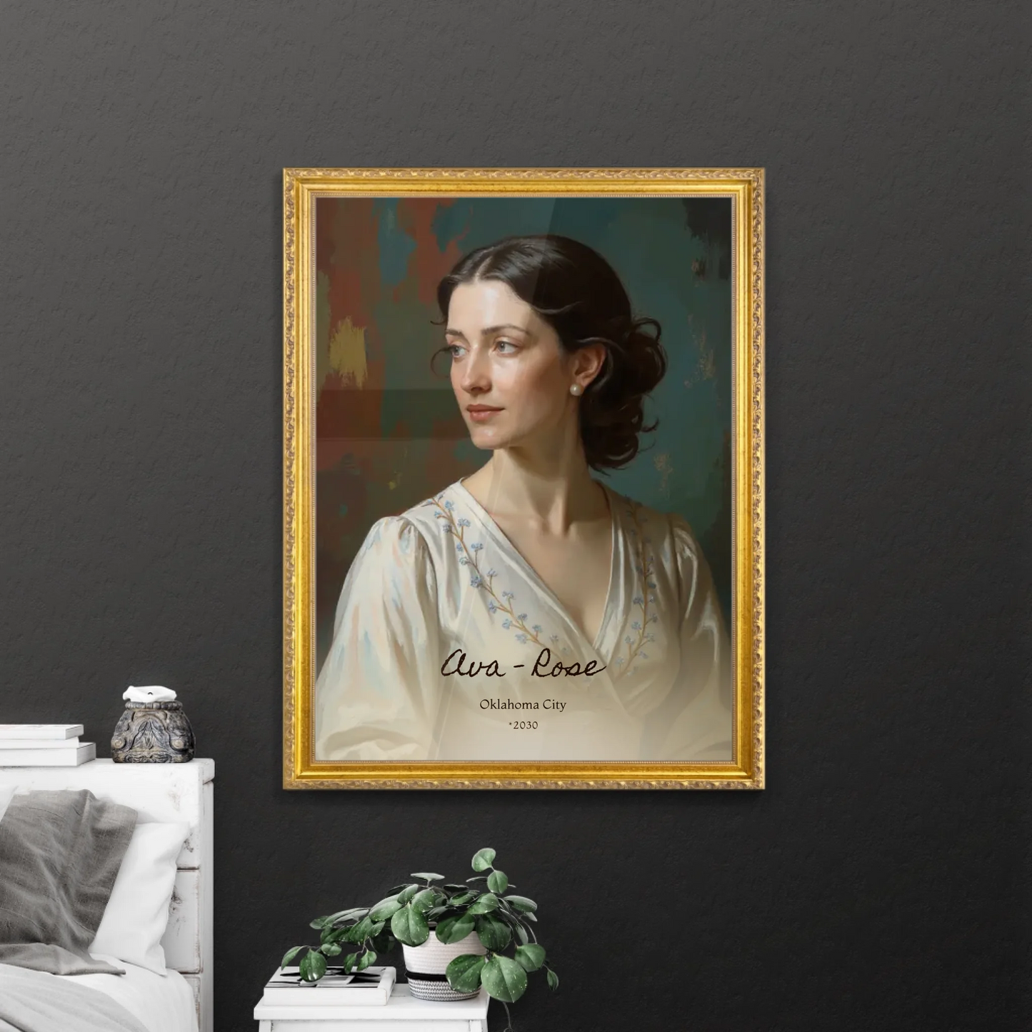 Custom Painting in Retro Golden Frame