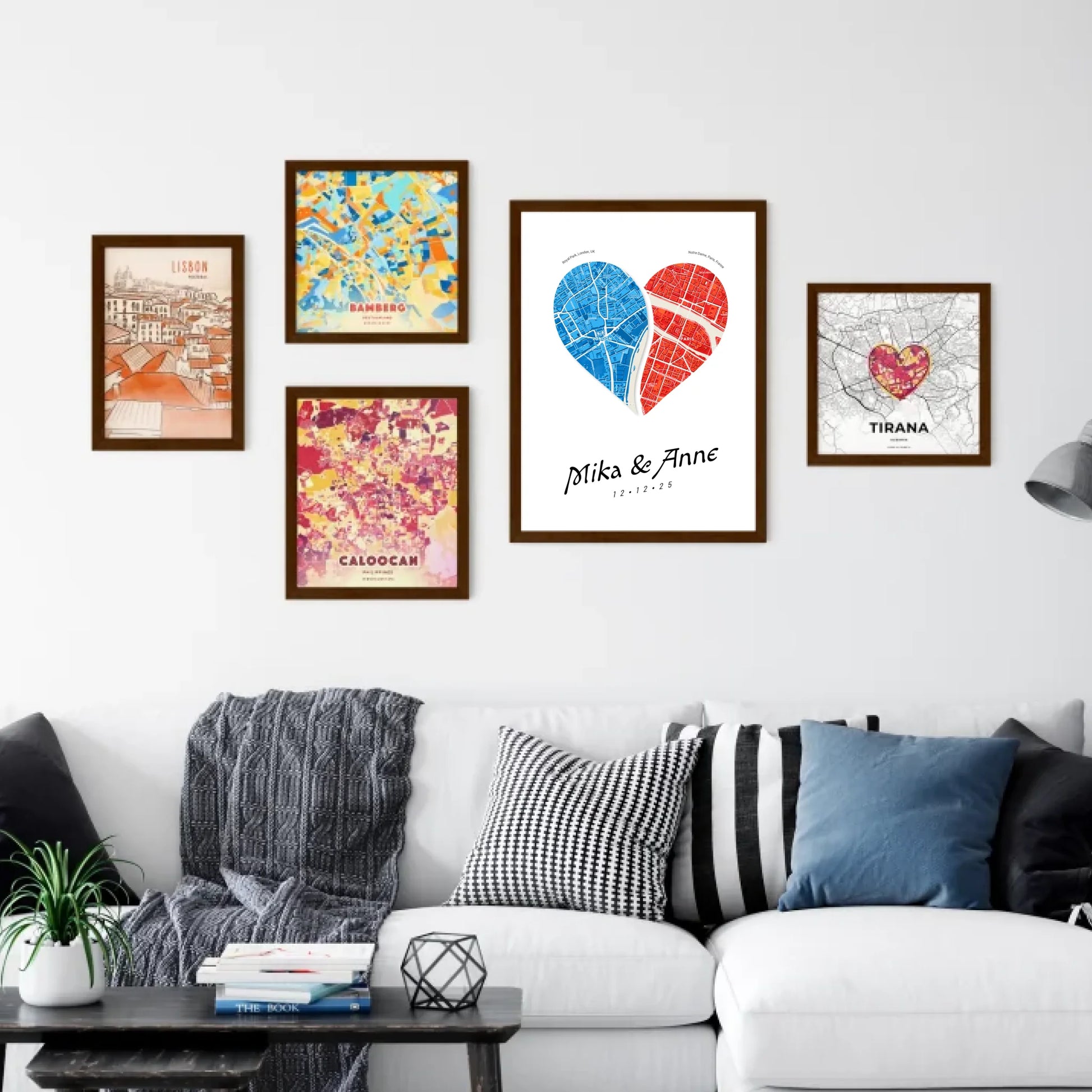 Custom Duo City Map Art Composition