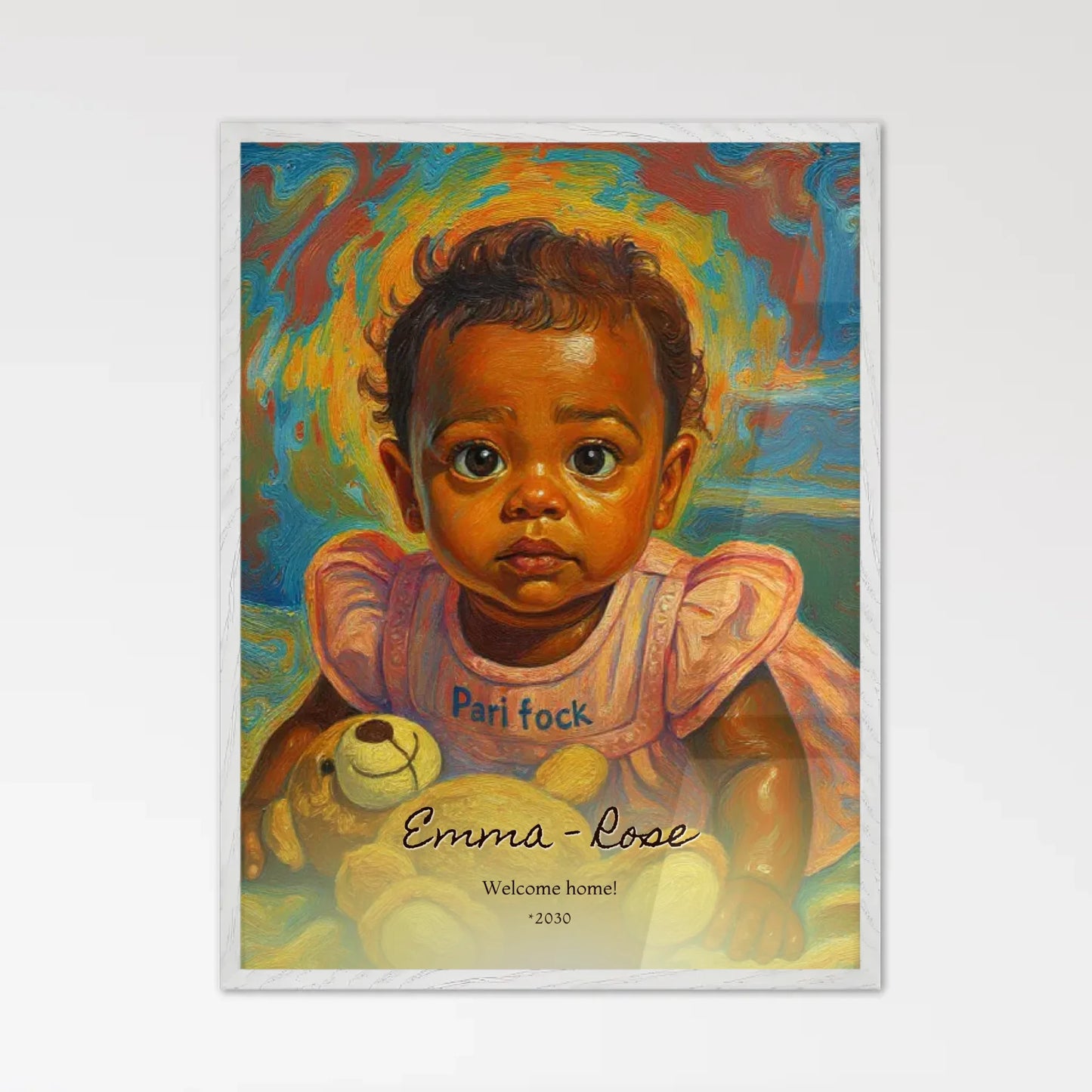 Contemporary Portrait White Wooden Framed