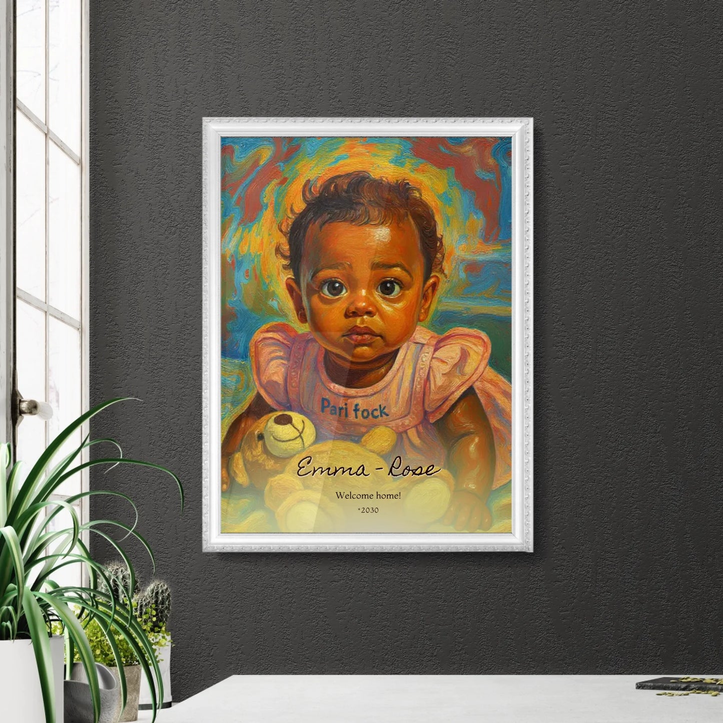 Colorful Wall Art in Retro White Frame