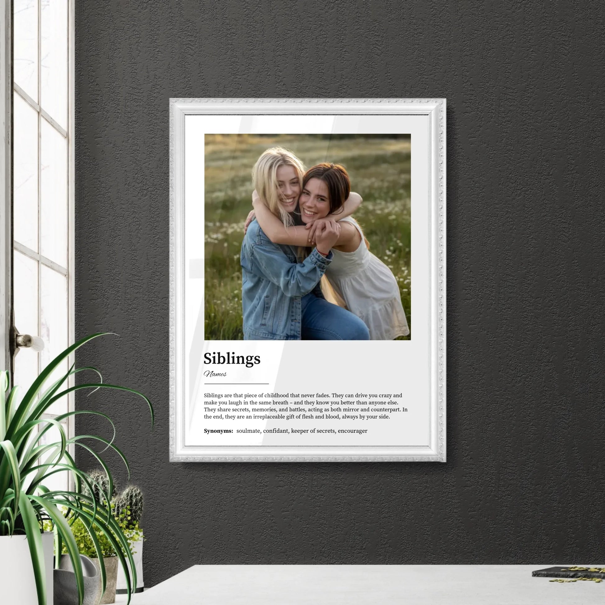 Siblings Wall Art in Retro White Frame