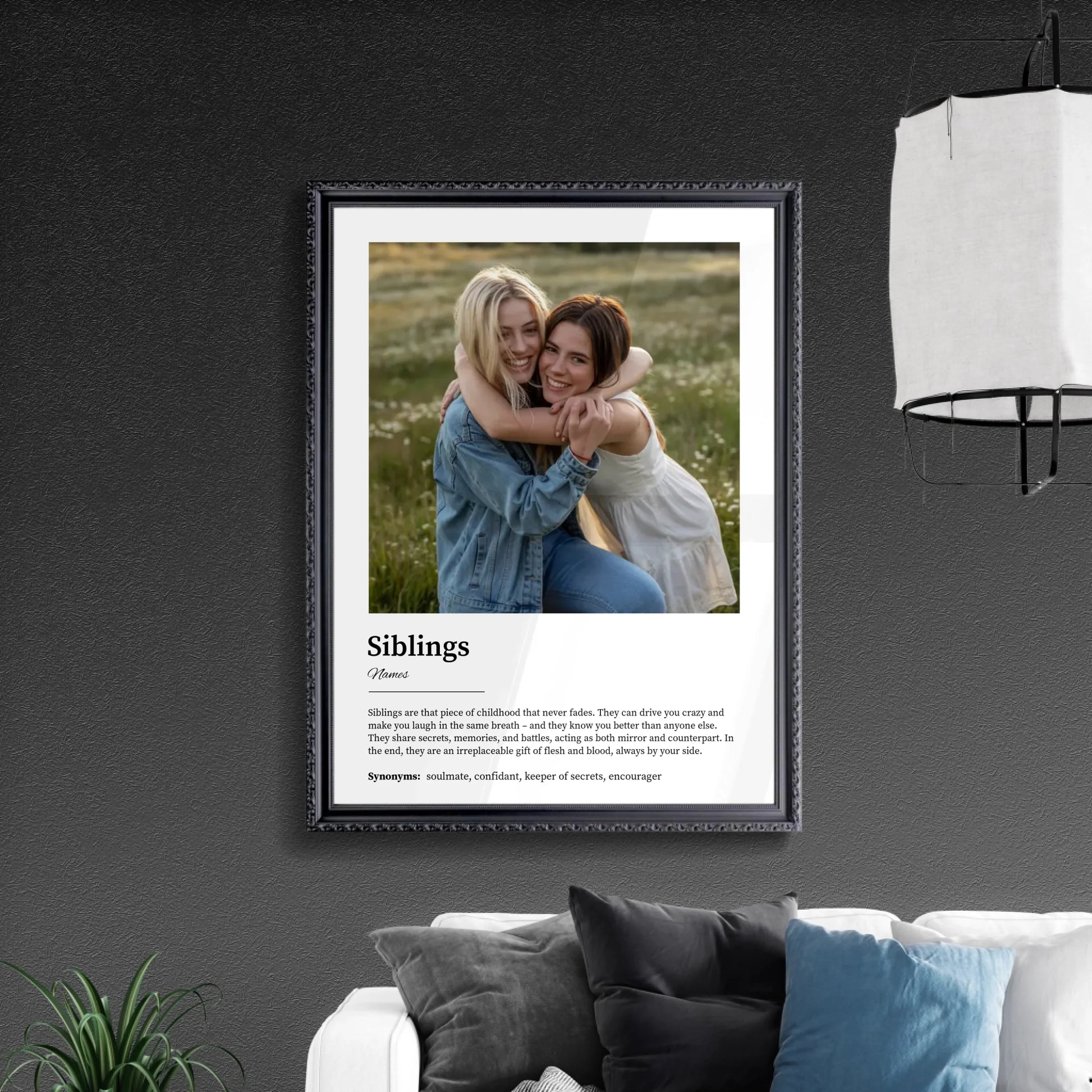 Siblings Wall Art in Retro Black Frame