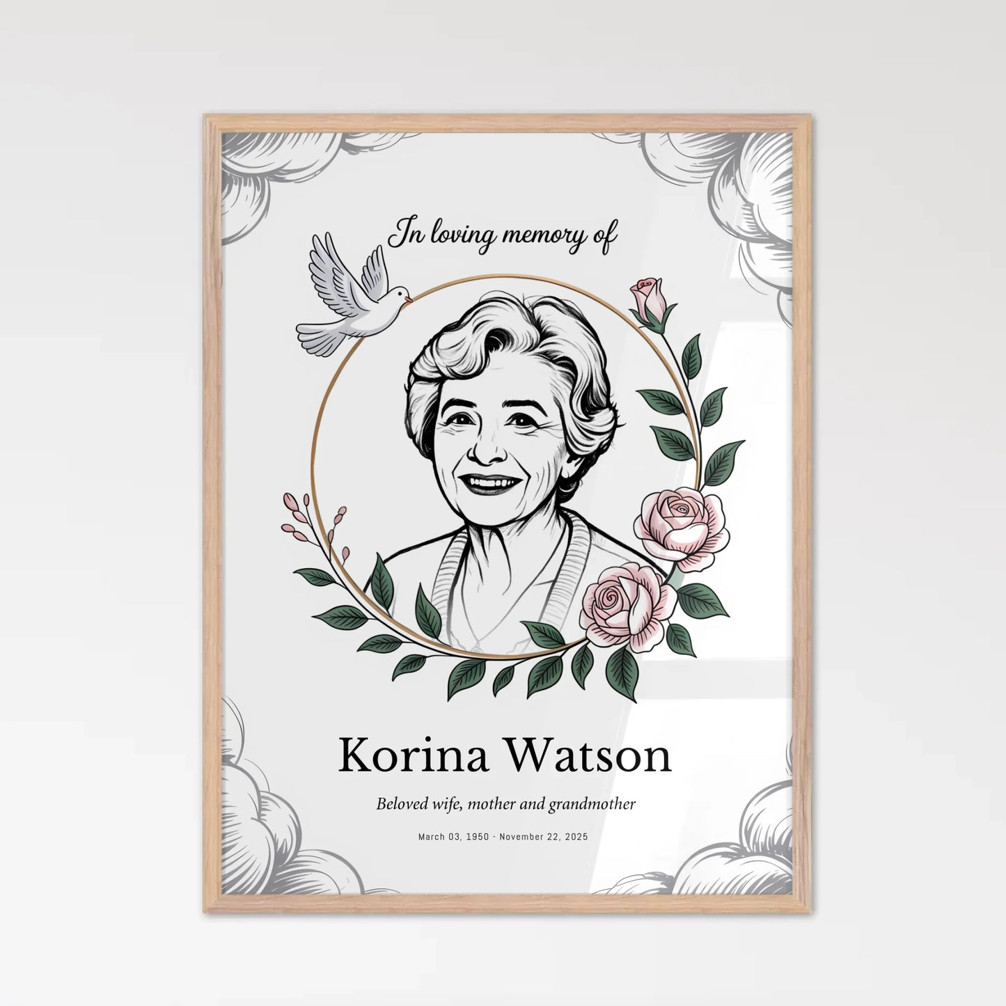 Obituary Wall Art - Natural Framed