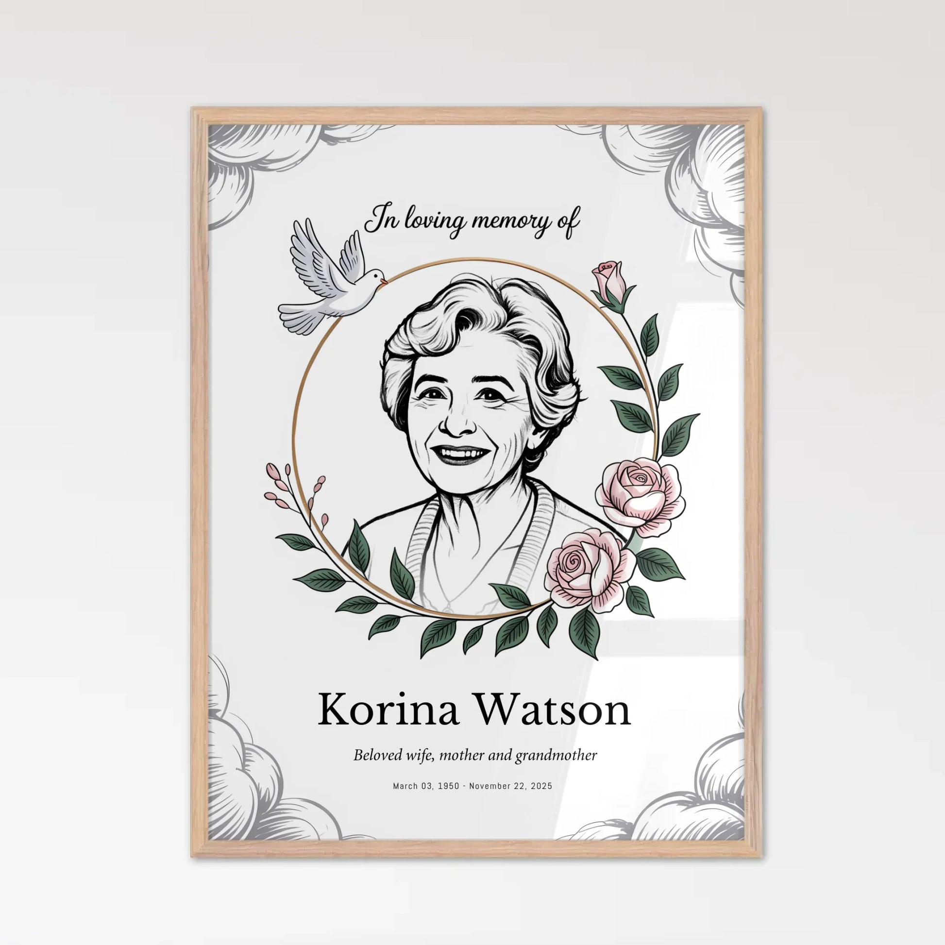 Obituary Wall Art - Natural Framed