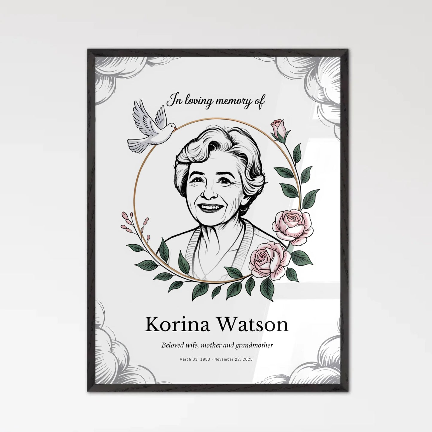 Black Framed Obituary Print