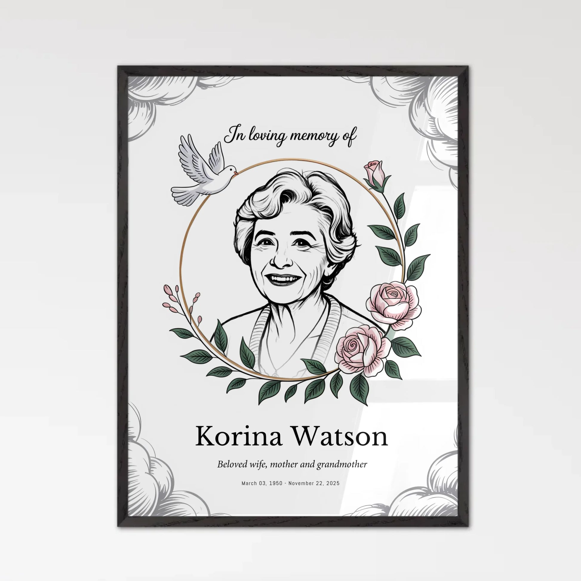 Black Framed Obituary Print